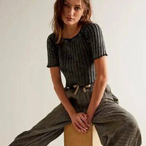 NWT Free People Meant to Be Ribbed Boat Neck Knit Top Size S